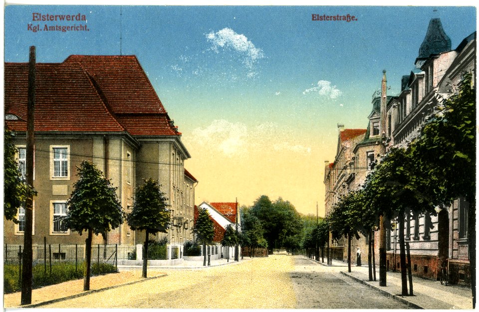 20174-Elsterwerda-1916-Elsterstraße, Königliches Amtsgericht-Brück & Sohn Kunstverlag