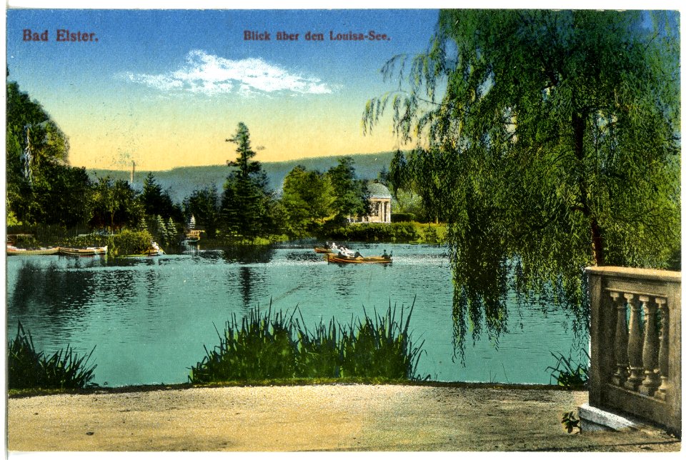 20168-Bad Elster-1916-Blick über den Louisasee-Brück & Sohn Kunstverlag