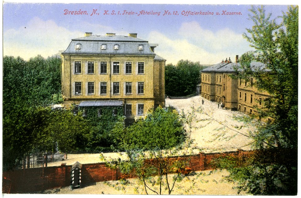 20093-Dresden-1916-1. Königlich Sächsische Train-Abteilung Nr. 12 - Offizierskasino und Kaserne-Brück & Sohn Kunstverlag