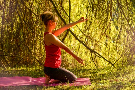 Stretching golden hour nature