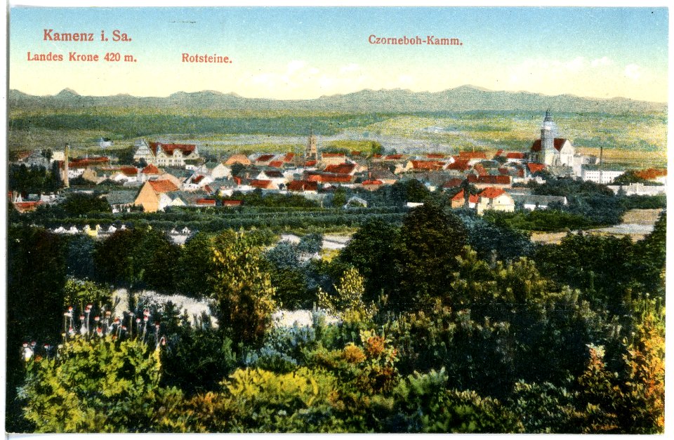20128-Kamenz-1916-Blick auf Kamenz und Lausitzer Berge-Brück & Sohn Kunstverlag