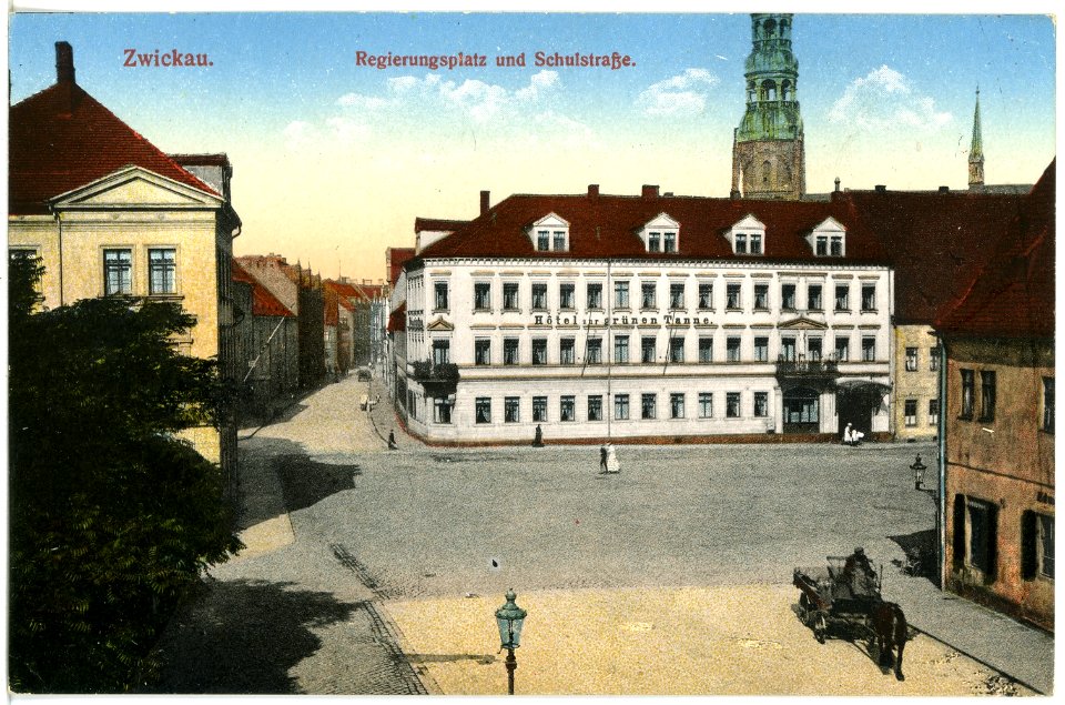 20142-Zwickau-1916-Regierungsplatz und Schulstraße-Brück & Sohn Kunstverlag