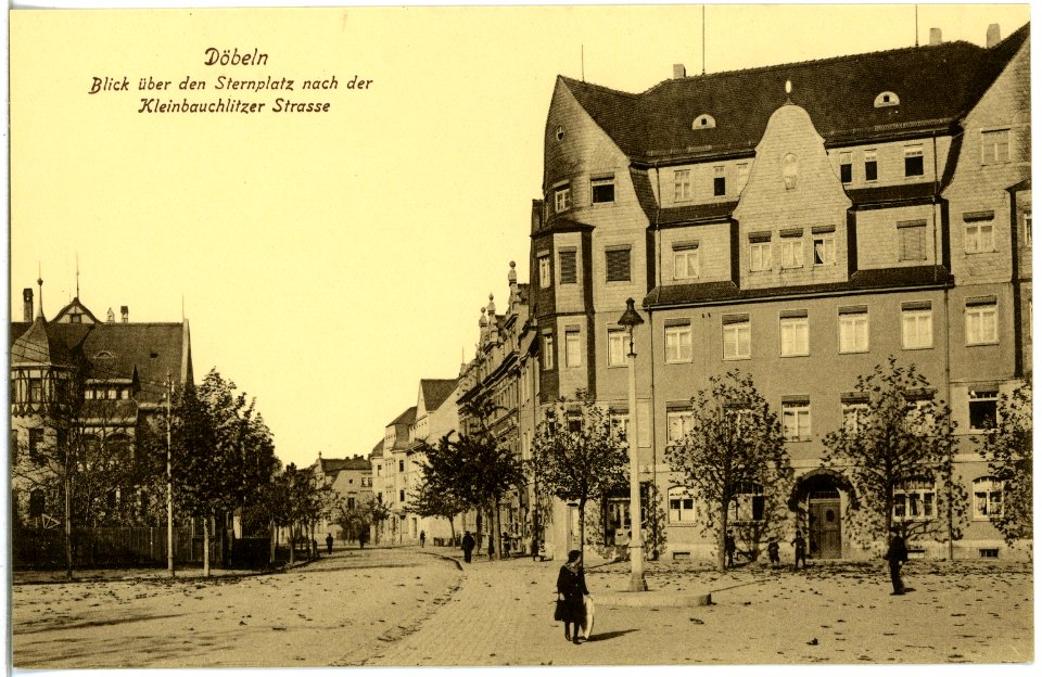 19848-Döbeln-1915-Blick über den Sternplatz nach der Kleinbauchlitzer Straße-Brück & Sohn Kunstverlag