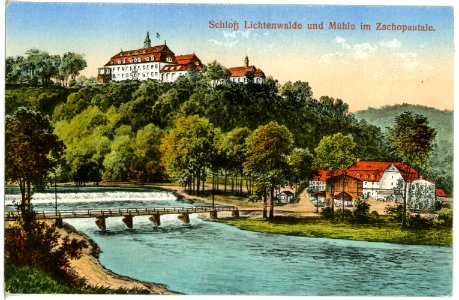 20017-Lichtenwalde-1916-Schloß und Mühle im Zschopautal-Brück & Sohn Kunstverlag