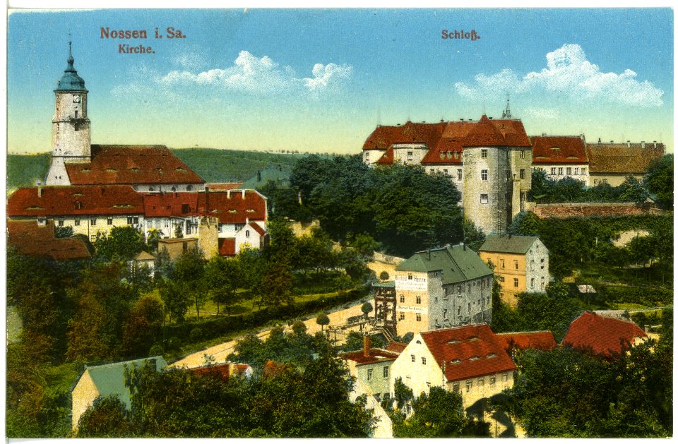 19935-Nossen-1915-Kirche, Schloß-Brück & Sohn Kunstverlag