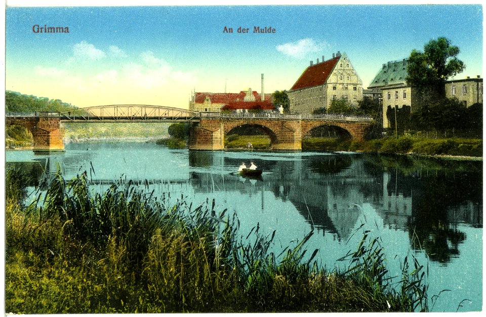 19717-Grimma-1915-Mulde und Brücke-Brück & Sohn Kunstverlag