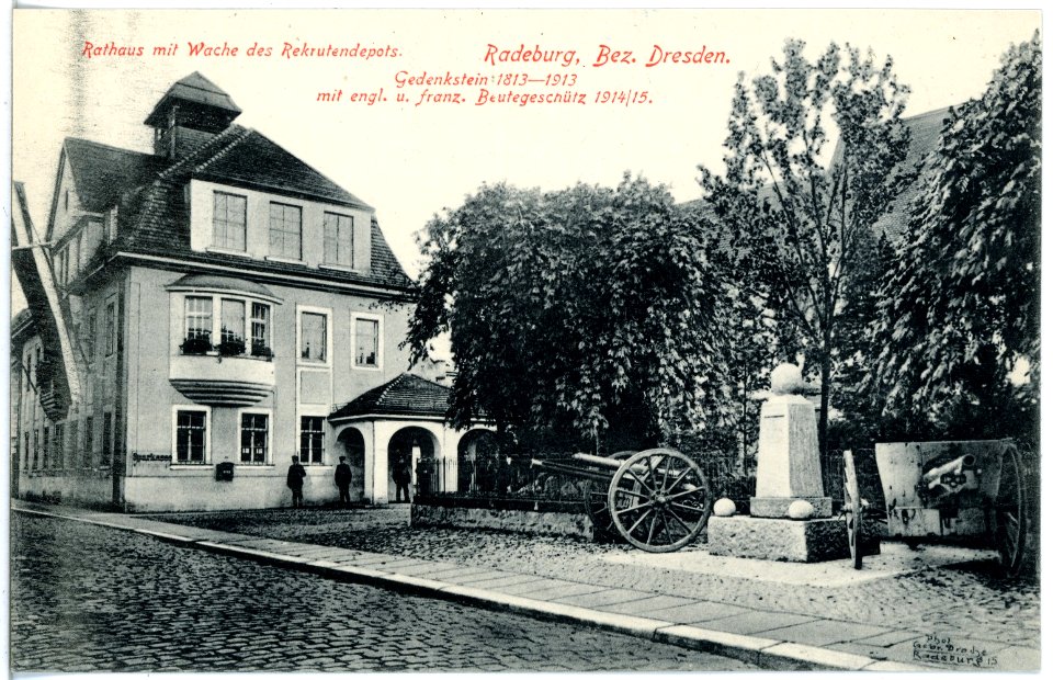 19865-Radeburg-1915-Rathaus mit Wache des Rekrutendepots-Brück & Sohn Kunstverlag