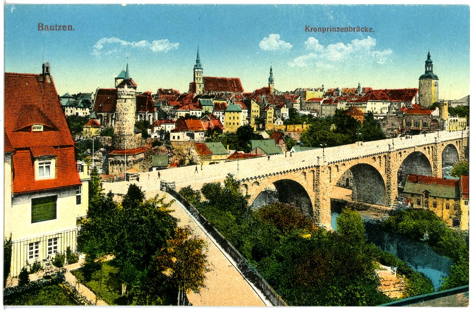 19947-Bautzen-1915-Kronprinzenbrücke-Brück & Sohn Kunstverlag
