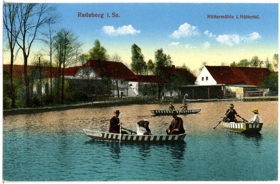 20135-Radeberg-1916-Hüttermühle mit Ruderkähnen-Brück & Sohn Kunstverlag
