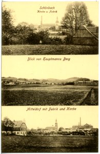 20232-Schönbach-1916-Mitteldorf, Kirche und Fabrik-Brück & Sohn Kunstverlag