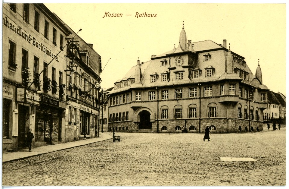 20082-Nossen-1916-Markt mit Rathaus-Brück & Sohn Kunstverlag