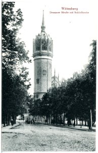 20701-Wittenberg-1917-Dessauer Straße und Schloßkirche-Brück & Sohn Kunstverlag