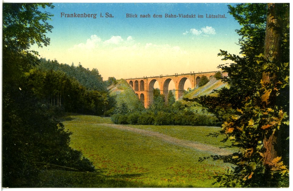 19823-Frankenberg-1915-Bahnviadukt im Lützeltal-Brück & Sohn Kunstverlag