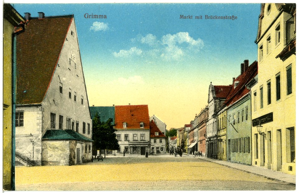 19711-Grimma-1915-Markt mit Brückenstraße-Brück & Sohn Kunstverlag