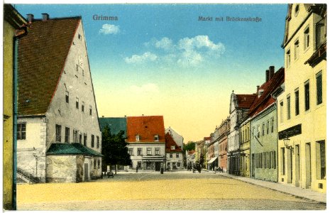 19711-Grimma-1915-Markt mit Brückenstraße-Brück & Sohn Kunstverlag