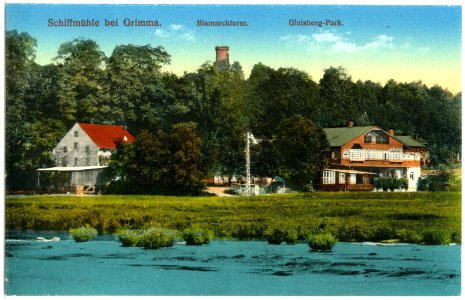 19872-Grimma-1915-Schiffmühle, Bismarckturm, Gleisberg-Park-Brück & Sohn Kunstverlag