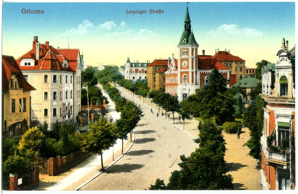 19713-Grimma-1915-Leipziger Straße-Brück & Sohn Kunstverlag