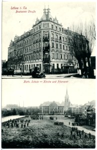 20410-Löbau-1917-Bautzner Straße, Kirche, Schule, Kirche, Pfarramt-Brück & Sohn Kunstverlag