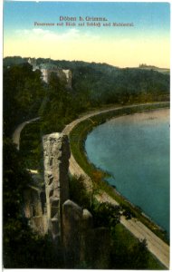 19839-Döben-1915-Feueresse mit Blick auf Schloß und Muldental-Brück & Sohn Kunstverlag