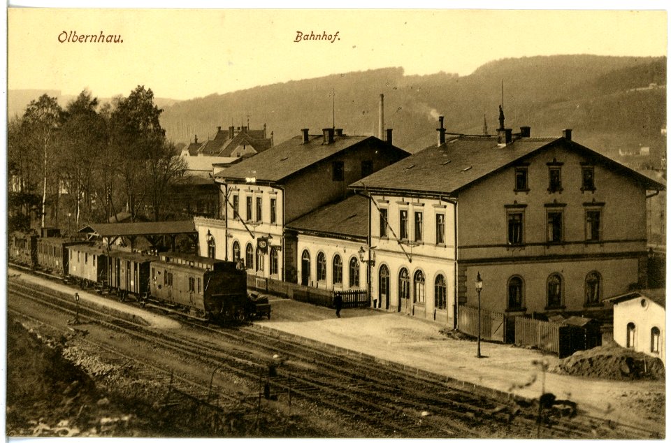 19923-Olbernhau-1915-Bahnhof-Brück & Sohn Kunstverlag