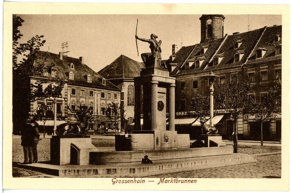 20771-Großenhain-1918-Markt mit Brunnen-Brück & Sohn Kunstverlag