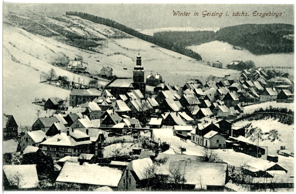 20157-Geising-1916-Blick auf Geising im Winter-Brück & Sohn Kunstverlag