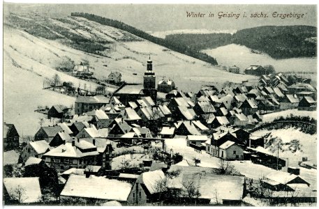 20157-Geising-1916-Blick auf Geising im Winter-Brück & Sohn Kunstverlag