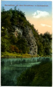 19836-Zschopautal-1915-Harrasfelsen mit Körnerkreuz-Brück & Sohn Kunstverlag