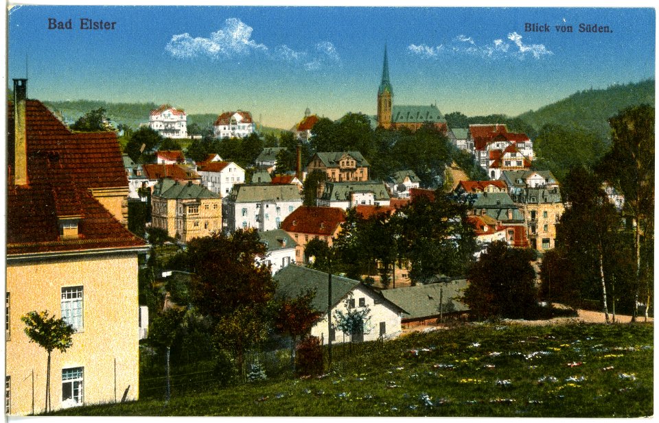 20151-Bad Elster-1916-Blick auf Bad Elster von Süden-Brück & Sohn Kunstverlag