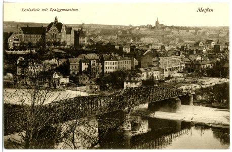20408-Meißen-1917-Realschule und Realgymnasium - Elbbrücke-Brück & Sohn Kunstverlag
