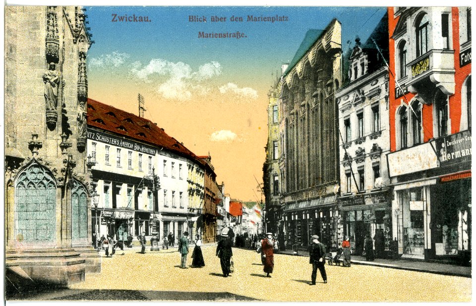 20263-Zwickau-1916-Blick über den Marienplatz, Marienstraße-Brück & Sohn Kunstverlag