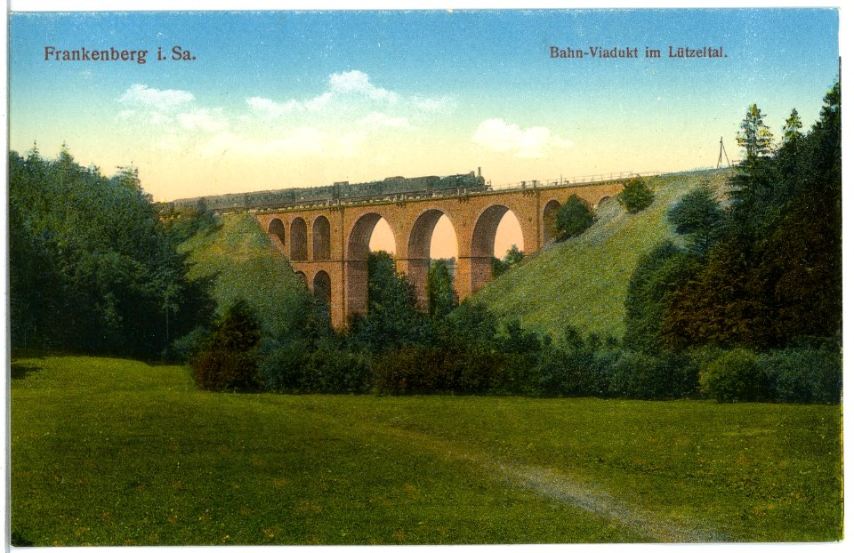 19821-Frankenberg-1915-Bahnviadukt im Lützeltal-Brück & Sohn Kunstverlag