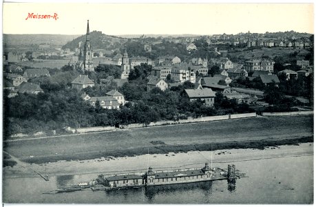 19196-Meißen-1915-Meißen Rechts mit Elbe und Badeanstalt-Brück & Sohn Kunstverlag