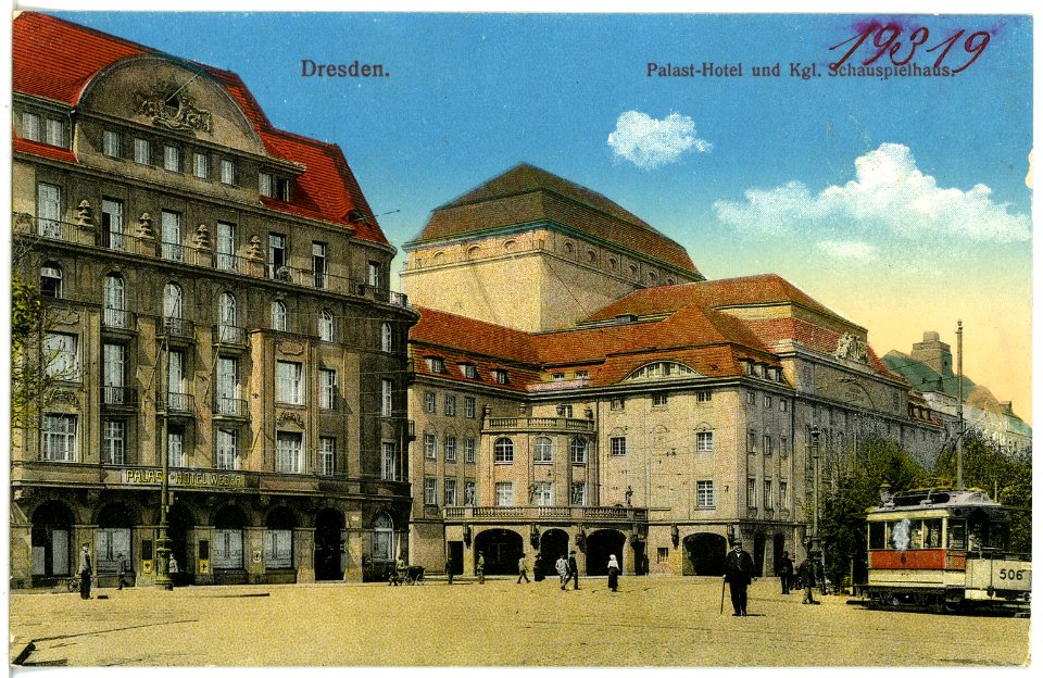 19319-Dresden-1915-Palasthotel und Königliches Schauspielhaus-Brück & Sohn Kunstverlag