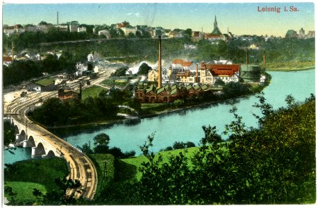 20200-Leisnig-1916-Blick auf Leisnig und Muldenbrücke-Brück & Sohn Kunstverlag