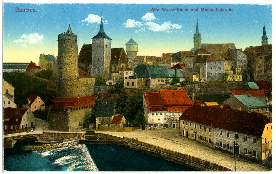 19167-Bautzen-1915-Alte Wasserkunst und Michaeliskirche-Brück & Sohn Kunstverlag