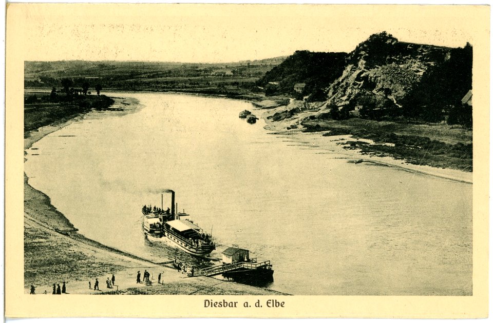 19194-Diesbar-1915-Blick auf die Elbe mit Dampfer-Brück & Sohn Kunstverlag
