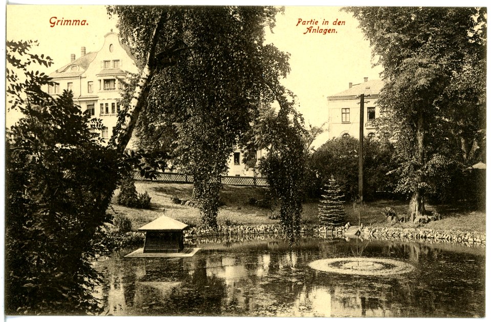 19355-Grimma-1915-Partie in den Anlagen-Brück & Sohn Kunstverlag