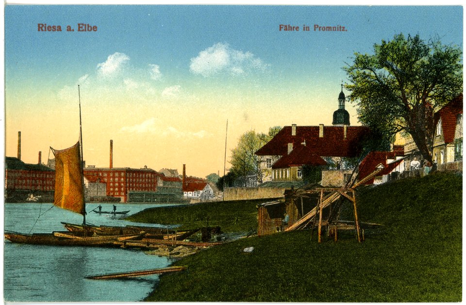 19389-Riesa-1915-Fähre in Promnitz-Brück & Sohn Kunstverlag
