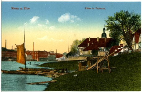 19389-Riesa-1915-Fähre in Promnitz-Brück & Sohn Kunstverlag