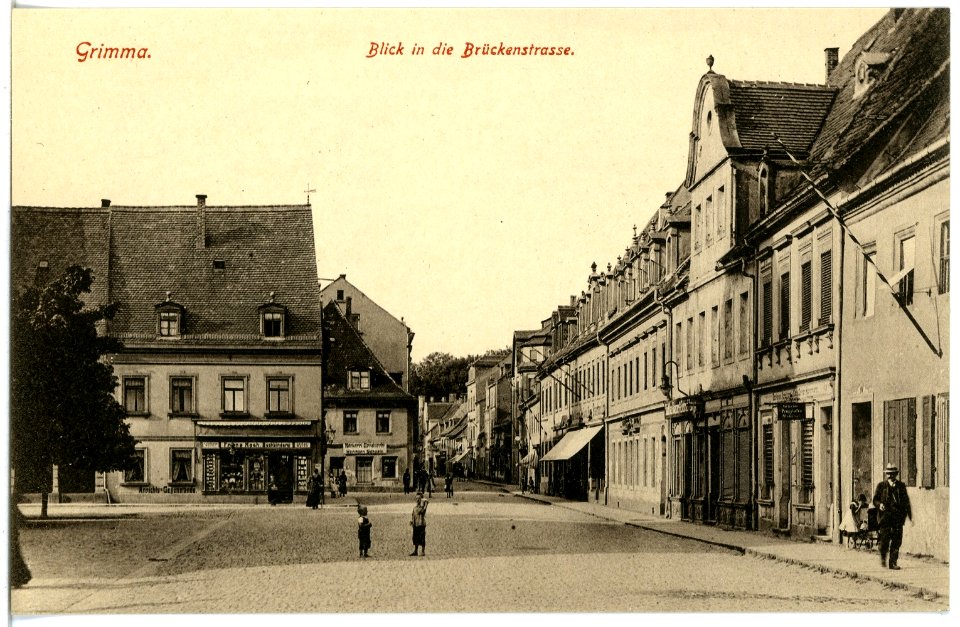 19363-Grimma-1915-Blick in die Brückenstraße-Brück & Sohn Kunstverlag