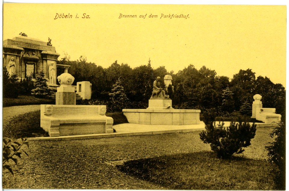 19207-Döbeln-1915-Brunnen auf dem Parkfriedhof-Brück & Sohn Kunstverlag