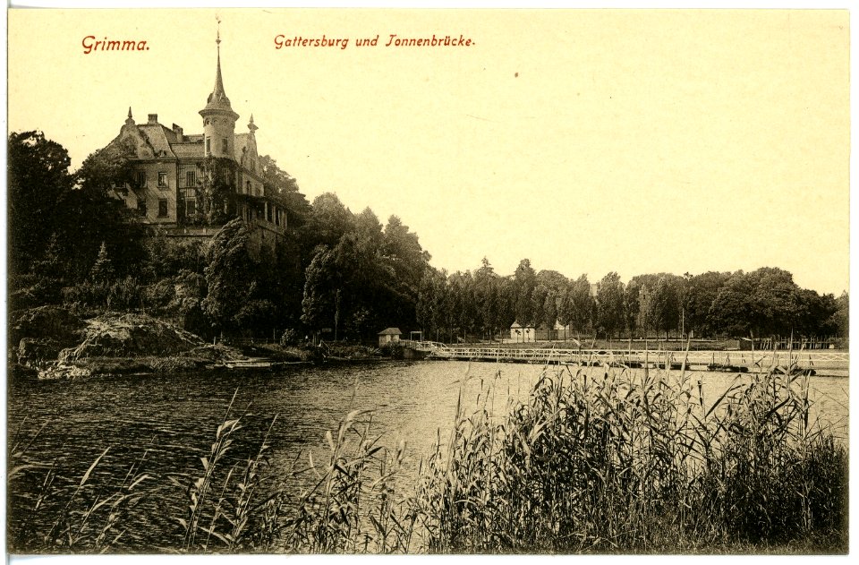 19356-Grimma-1915-Gattersburg und Tonnenbrücke-Brück & Sohn Kunstverlag