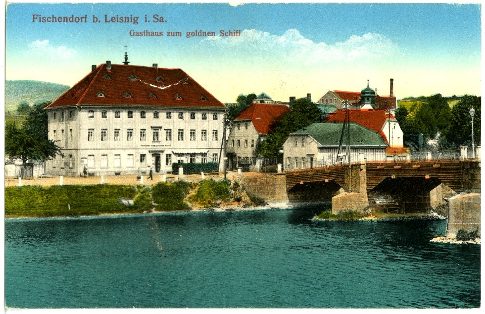 19701-Fischendorf-1915-Gasthaus zum goldnen Schiff-Brück & Sohn Kunstverlag
