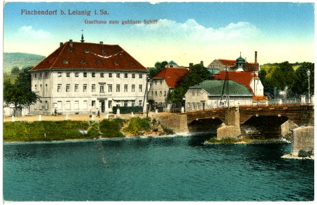 19701-Fischendorf-1915-Gasthaus zum goldnen Schiff-Brück & Sohn Kunstverlag