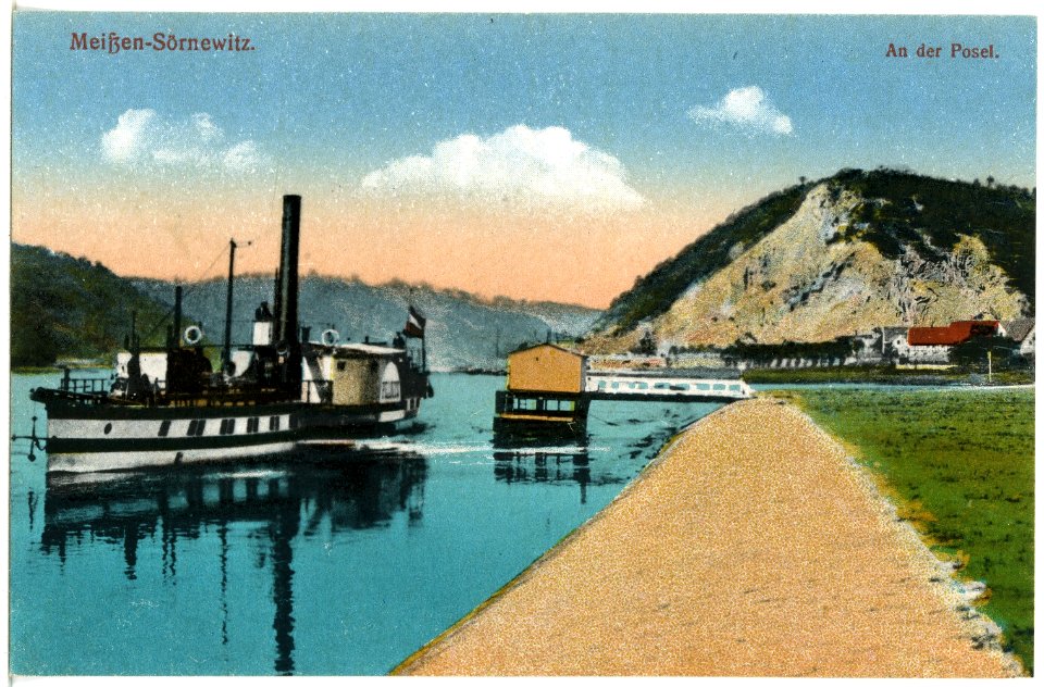 20383-Meißen-1917-Bosel mit Elbe und Dampfer Pillnitz-Brück & Sohn Kunstverlag