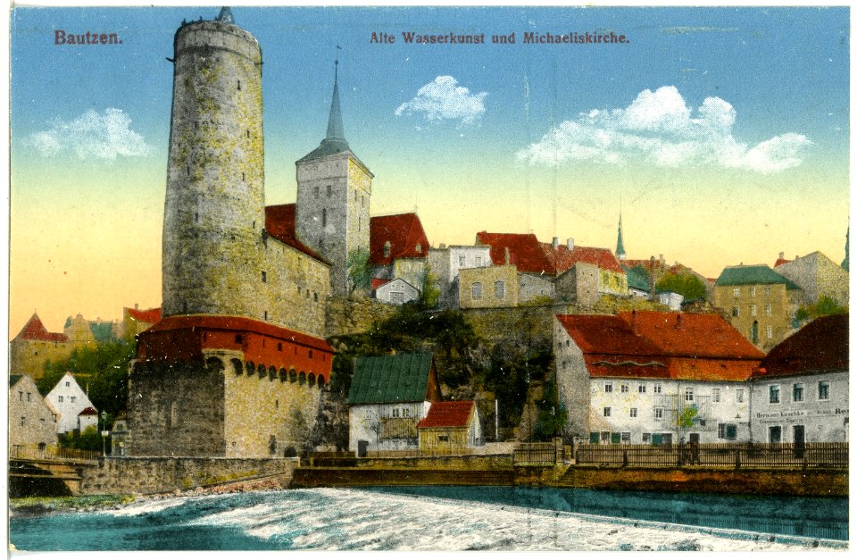 19069-Bautzen-1915-Alte Wasserkunst und Michaeliskirche-Brück & Sohn Kunstverlag