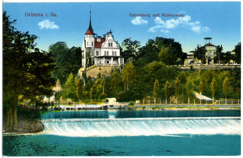 19380-Grimma-1915-Gattersburg und Muldenwehr-Brück & Sohn Kunstverlag