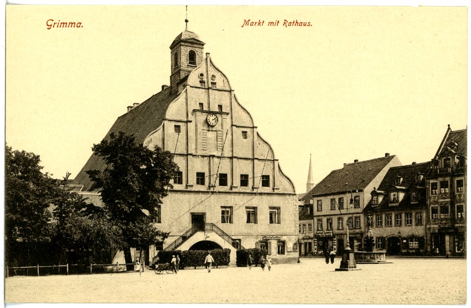 19343-Grimma-1915-Markt mit Rathaus-Brück & Sohn Kunstverlag