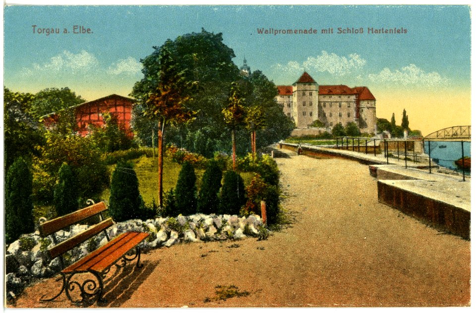 19769-Torgau-1915-Wallpromenade mit Schloß Hartenfels-Brück & Sohn Kunstverlag
